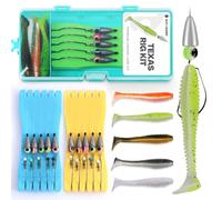 Texas Rig Kit de 10 Piezas de 3/8 onzas con Cebo de Cola de Paleta y Estuche Reutilizable para Aparejos de Cebo, Kit de señuelos de Pesca de lubina de Pesca rápida