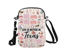 Texas Souvenirs Gifts Life is Better in Texas Bolsa de maquillaje Texas Travel Trip Gift para mujeres, En Texas Cr Eu, Bolsa de cosméticos con impresión