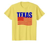 Texas USA Flag Patriotic America Camiseta, Niños, Limón, 8 años