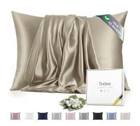 Texbee Funda de Almohada de Seda Natural, 1 pc Funda de Almohada de Seda Momme Mulberry 22, con Cremallera Oculta 40x80 cm-Marrón grisáceo