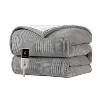 Texciting Manta Eléctrica 130x160cm-Manta Electrica Grande 9 Niveles de Calor - Apagado Automático 10h Lavable en Lavadora (Gris)