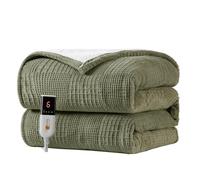 Texciting Manta Eléctrica 130x180cm-Manta Electrica Grande 9 Niveles de Calor - Apagado Automático 10h Lavable en Lavadora (Verde Claro)