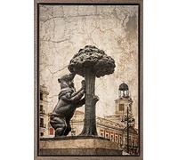TEXFOTO Cuadro Enmarcado - Oso y madroño en Madrid- Fotografía artística y Moderna Listo para Colgar - Hecho a Mano en España (20_x_30_cm)