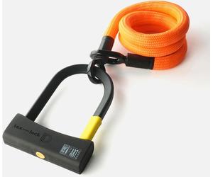 Texlock U-lock con cable textil Ojal M - 120cm acid / naranja D-lock