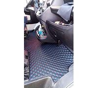 Texmar Alfombrillas delanteras diseñadas para adaptarse a Peugeot Boxer, Citroen Jumper/Relay, Fiat Ducato 2006-2019, conducción a la izquierda, color negro con hilos azules, piel ecológica