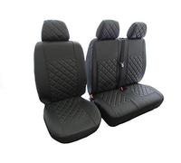 Texmar Diseñado para adaptarse a Volkswagen Transporter T4 1999 - 2003 fundas de asiento 2+1 (1 individual 1 doble) cuero ecológico negro para volante izquierdo o derecho
