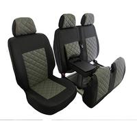 Texmar Funda de asiento de piel negra y gris para Peugeot BOXER, CITROEN JUMPER/RELY, Fiat DuCATO 2002-2006 RHD ECO 2 +1 (1 individual 1 doble)