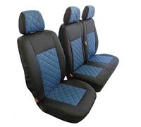 Texmar Funda de asiento de piel para Peugeot BOXER, CITROEN JUMPER/RELY, Fiat DuCATO 2002-2006 RHD ECO BLACK-BLU 2 +1 (1 individual 1 doble)