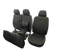 Texmar Fundas de asiento adecuadas para Mercedes Sprinter, Crafter 2006-2018 Fundas de asiento para conductor izquierdo, color negro completo, cuero ecológico, 2 + 1 (1 individual y 1 doble)