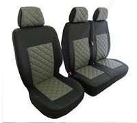 Texmar Fundas de Asiento Ford Transit MK7 2006-2012, Volante a la Izquierda o Derecha, Eco, Piel, Negro/Gris, 2 + 1 (1 Cama Individual, 1 Cama Doble)