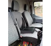 Texmar, Fundas para asientos delanteros 2+1 para vehículos con volante a la izquierda, todos grises, microfibra, diseñadas para adaptarse a Ford Transit Custom 2015+ cabina pequeña