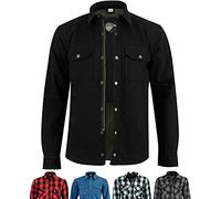 Texpeed Camisa moto hombre protecciones - Chaqueta de cuadros de motociclista fabricada con Aramid 280 g/m2 con armadura de protección (EN 1621-1) Negro - 4XL