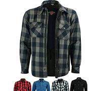 Texpeed Camisa moto hombre protecciones - Chaqueta de cuadros de motociclista fabricada con Aramid 280 g/m2 con armadura de protección (EN 1621-1) Gris - 4XL