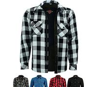 Texpeed Camisa moto hombre protecciones - Chaqueta de cuadros de motociclista fabricada con Aramid 280 g/m2 con armadura de protección (EN 1621-1) Blanco - M