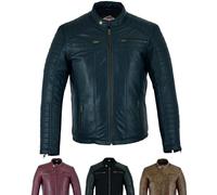 Texpeed Chaqueta de cuero informal para hombre - Piel de oveja suave genuina estilo motocicleta