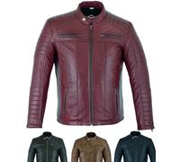 Texpeed Chaqueta de cuero informal para hombre - Piel de oveja suave genuina estilo motocicleta