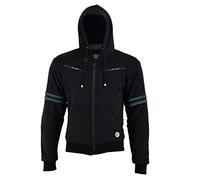 Texpeed Chaqueta de moto con capucha para hombre - Forro polar protector de Aramid con protección (EN 1621-1) - Gris Negro M