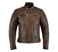 Texpeed Chaqueta de moto de cuero para hombre - Chaqueta de moto Touring con protección de armadura auténtica Biker CE (EN 1621-1) Patrón de costura de diamantes - Marrón - XL