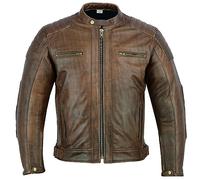 Texpeed Chaqueta de moto de cuero para hombre - Chaqueta de moto Touring con protección de armadura auténtica Biker CE (EN 1621-1) Diseño con costuras acolchadas - Marrón - 5XL