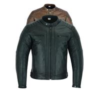 Texpeed Chaqueta de moto de cuero para hombre - Chaqueta de moto Touring con protección de armadura auténtica Biker CE (EN 1621-1) Diseño con costuras acolchadas - Negro - XXL