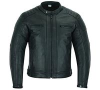 Texpeed Chaqueta de moto de cuero para hombre - Chaqueta de moto Touring con protección de armadura auténtica Biker CE (EN 1621-1) Diseño con costuras acolchadas - Negro - 7XL