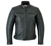 Texpeed Chaqueta de moto de cuero para hombre - Chaqueta de moto Touring con protección de armadura auténtica Biker CE (EN 1621-1) Patrón de costura de diamantes - Negro - XL
