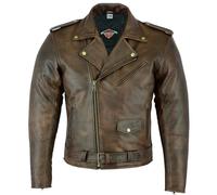 Texpeed Chaqueta de moto de cuero para hombre - Marlon Brando chaqueta de motociclista touring con protecciones originales CE (EN 1621-1) Marrón - 5XL