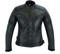 Texpeed Chaqueta de moto de cuero para mujer - Chaqueta de moto de turismo con protección de armadura CE original para motociclista (EN 1621-1) Negro - L