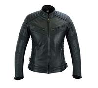 Texpeed Chaqueta de moto de cuero para mujer - Chaqueta de moto de turismo con protección de armadura CE original para motociclista (EN 1621-1) Negro - S