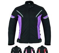 Texpeed Chaqueta de moto para mujer con protectores - Abrigo impermeable para mujer en tejido Cordura con armadura de moto (EN 1621-1) Morado - XXL