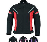 Texpeed Chaqueta de moto para mujer con protectores - Abrigo impermeable para mujer en tejido Cordura con armadura de moto (EN 1621-1) Rojo - M