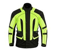Texpeed Chaqueta moto hombre 4 estaciones con protecciones - Impermeable de motociclista con armadura CE (EN 1621-1) - Verano/invierno Alta visibilidad/Amarillo - L