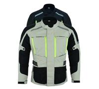 Texpeed Chaqueta moto hombre 4 estaciones con protecciones - Impermeable de motociclista con armadura CE (EN 1621-1) - Verano/invierno Gris/Blanco - 4XL