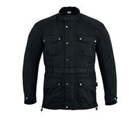 Texpeed Chaqueta moto hombre invierno 3/4 protecciones - Motociclista impermeable para hombre Cordura encerada con armadura CE Negro (EN 1621-1) XL
