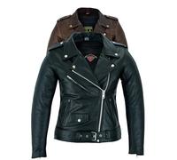 Texpeed perfect Marlon Brando Chaqueta de moto de cuero para mujer - Chaqueta de moto Touring de protección genuina CE Armor Biker (EN 1621-1) Negro - 5XL