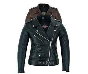 Texpeed perfect Marlon Brando Chaqueta de moto de cuero para mujer - Chaqueta de moto Touring de protección genuina CE Armor Biker (EN 1621-1) Negro - 4XL