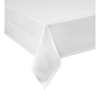 texpot Mantel de 140 x 260 cm con borde de raso, damasco, blanco, ancho 140 cm, longitud a elegir