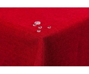 texpot Mantel para Mesa de jardín, Efecto Loto, Aspecto de Lino, 130 x 160 cm, Rectangular, Color Rojo Burdeos, Dobladillo Recto
