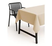 texpot Mantel para Mesa de jardín, Efecto Loto, Aspecto de Lino, 160 x 220 cm, Ovalado, Dobladillo Recto, Color champán