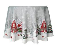texpot Mantel redondo de 150 cm, muñeco de nieve, Navidad, pueblo invernal