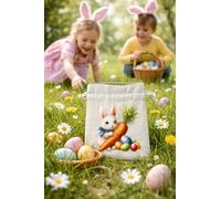texpot Saco de regalo de Pascua con diseño de conejo de Pascua para búsqueda de huevos (conejito con zanahoria)