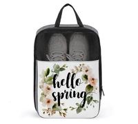 Text Hello Spring - Bolsa para zapatos de golf, diseño floral, color verde salvia