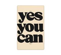 Text Yes You Can On Beige - Placa de pared en blanco minimalista para interruptor de luz, 1 banda para cocina, baño, tamaño 11,4 x 7 cm