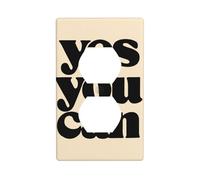 Text Yes You Can On - Cubierta de enchufe minimalista beige para interruptor de luz, placa de pared decorativa de 1 banda para cocina, baño, tamaño 7 x 11,4 cm