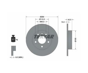 TEXTAR 2x Disco Freno Trasero Ø264 MM Completo para Opel Meriva Astra H L48 1.4