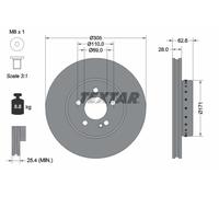 TEXTAR 2x Discos de Freno Delanteros Ventilado Recubierto para Mercedes Clase C