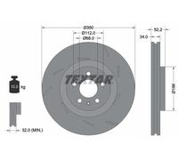 TEXTAR 2x Discos de Freno Delanteros Ventilado Recubierto para Porsche Macan 95B
