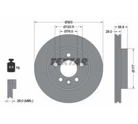 TEXTAR 2x Discos de Freno Delanteros Ventilado Recubierto para VW Amarok 2H S1B
