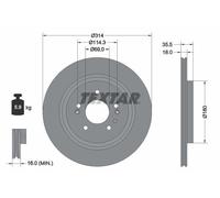 TEXTAR 2x Discos Freno Trasero Ventilado Recubierto para Hyundai Santa Fe IV Tm