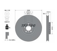 TEXTAR Disco Ø385 Ventilado Delantero Izquierdo para BMW X6 X5 F15 F85 E70 F16